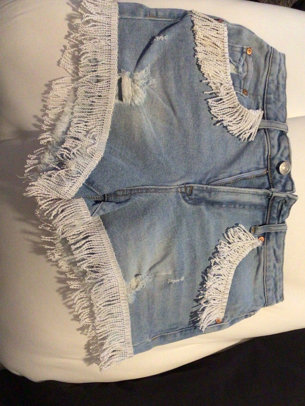 Almost Famous Light Blue Denim Fringe Jean Shorts